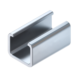 Metal C-Channel Strut Profile Icon - Realistic 3D Render