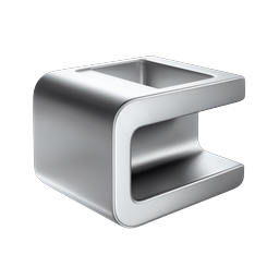 Realistic Metal C-Clamp Bracket Icon - 3D Silver Hardware