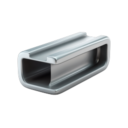 Metal Channel Profile 3D Icon - Realistic Chrome Extrusion
