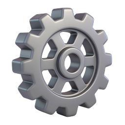 Metal Gear Icon - 3D Mechanical Cog Symbol