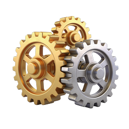3D Metal Gears Icon - Mechanical Settings Symbol