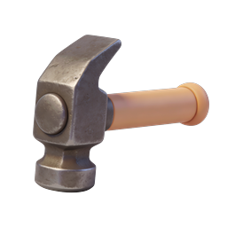 Realistic Metal Hammer Tool Icon - 3D Rendered