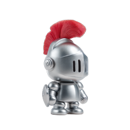Metal Knight Warrior 3D Icon with Red Mohawk