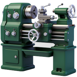 Vintage Green Metal Lathe Machine 3D Industrial Icon