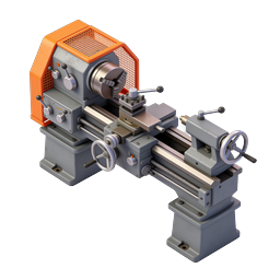 Industrial Metal Lathe Machine Icon - 3D Realistic