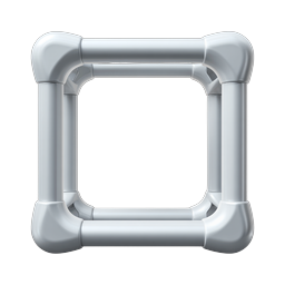Metal Pipe Square Frame Icon - Industrial 3D Design