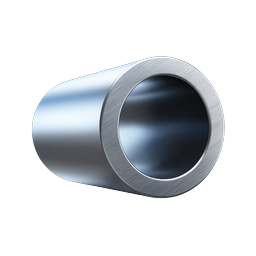 Metal Steel Pipe Tube Icon - Realistic 3D Industrial