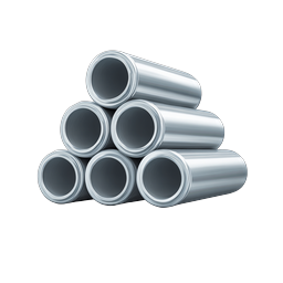 Icona pila di tubi metallici - Rendering 3D industriale