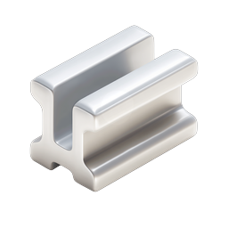 Metal Rail Beam Icon - 3D Chrome Steel Construction