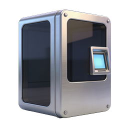Metallic Security Safe Cube Icon | 3D Vault Design