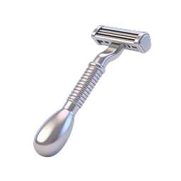 Premium Chrome Safety Razor Icon - 3D Realistic