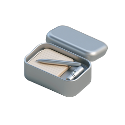 Metal Tin Stationery Box Icon | Realistic 3D Storage