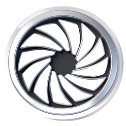 Metal Turbine Icon - 3D Chrome Mechanical Design