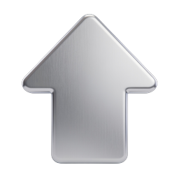 Icono de flecha hacia arriba metálica - Dirección plata cromo 3D