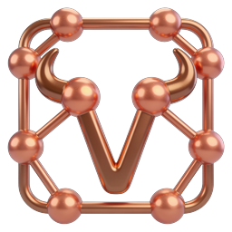 Metallic Bull Network 3D Icon - Copper Chrome Design