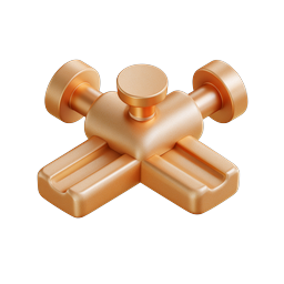 Premium Metallisches Kreuz-Steuerungssymbol | 3D-Kupfer-Design
