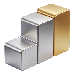 Metallic Cube Steps Icon - Growth & Achievement