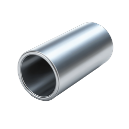 Metallic Cylinder Pipe Icon - 3D Realistic Steel Tube