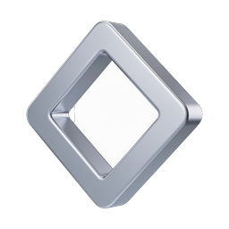 Metallic Diamond Frame Icon - 3D Chrome Silver