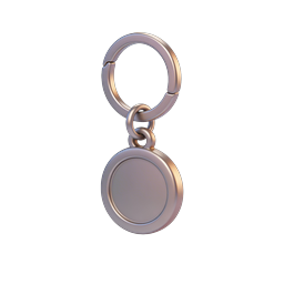 Metallic Keychain Icon | 3D Realistic Silver Design