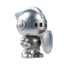 Metallic Knight Robot Character Icon - 3D Rendered