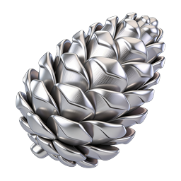 Metallic Silver Pine Cone Icon | 3D Nature Design