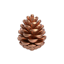 Metallic Copper Pine Cone Icon | 3D Realistic Nature