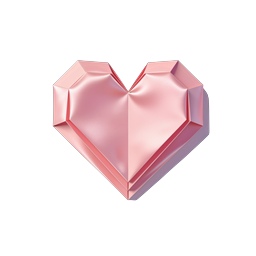 Metallic Pink 3D Heart Icon | Glossy Rose Gold
