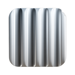 Metallic Ridged Block Icon - Premium 3D Chrome Design