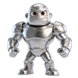 Иконка металлического робота - 3D Chrome Android дизайн