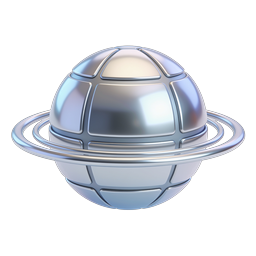 Metallic Saturn Sphere 3D Icon for Tech & Space