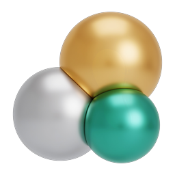 Metallic 3D Spheres Cluster Icon - Gold Silver Teal