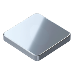 Metallic Square Button Icon | Glossy 3D UI Element