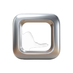 Metallic Square Frame Icon - Premium 3D Chrome Design