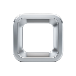 Metallic Silver Square Frame Icon - Premium UI Button