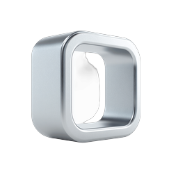 Metallic Square Frame 3D Icon - Premium Silver Design