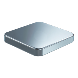 Metallic Square Tile Icon - Chrome 3D UI Element