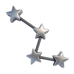 Metallic Star Constellation Icon | 3D Chrome Stars