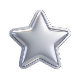 Premium Metallic Star Icon | 3D Chrome Rating Badge