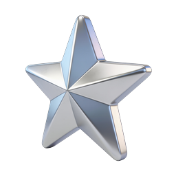 Metallic Chrome Star Icon | Premium 3D Rating Symbol