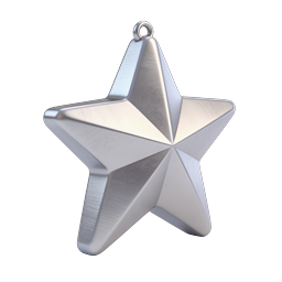 Ícone de Pingente de Estrela Metálica | Render 3D de Berloque de Prata