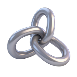 Ícone de nó trevo metálico 3D – design de símbolo matemático