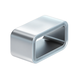 Metallic Tunnel Icon | 3D Chrome Rectangular Tube