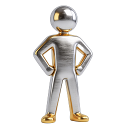 Biểu tượng người dùng màu bạc kim loại - Avatar hồ sơ 3D