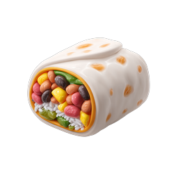 Colorful 3D Burrito Icon - Mexican Food Clay Style