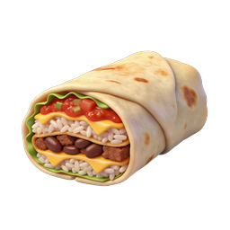 Realistic 3D Mexican Burrito Icon with Colorful Fillings