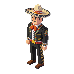 Mexican Charro Voxel Character Icon - 3D Blocky Style