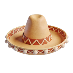 Mexican Sombrero Hat 3D Icon - Fiesta Celebration