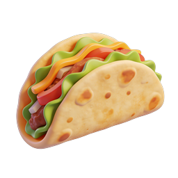 3D Clay Taco Icon - Mexican Food Illustration