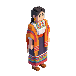 Mexican Woman Traditional Voxel Avatar Icon